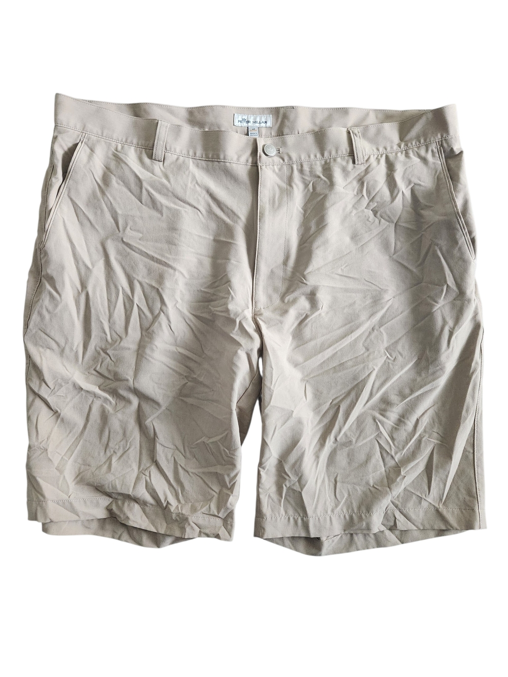 Peter Millar Shackelford Performance Hybrid Golf Shorts Men’s 40x10  Beige Logo 